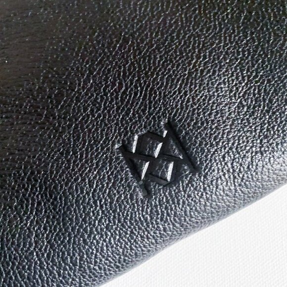 Christopher Kon Black Leather Convertible Fold Over Zip Detail Clutch - Picture 7 of 9